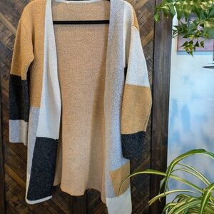 Color Block Open Front Cardigan